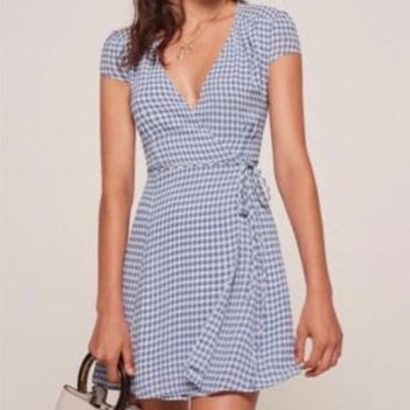 Reformation Lorena Wrap Dress (Gingham Print) - Picture 1 of 1